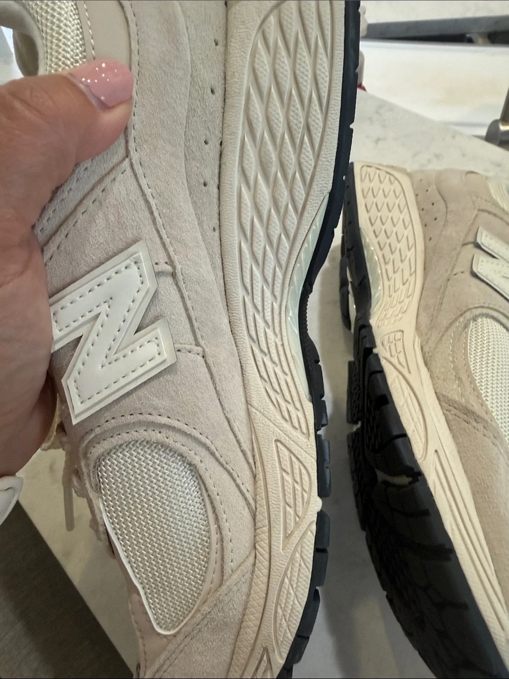New Balance Cream/Beige 2002R Athletic Sneakers, Womens 10